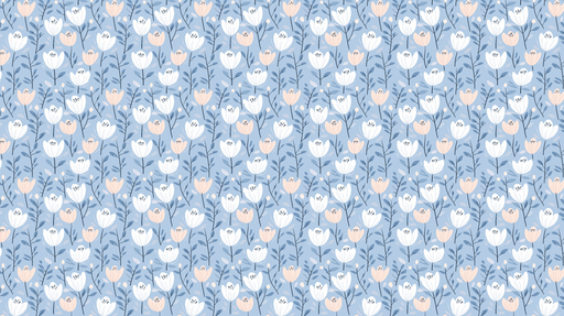 Papier peint floral Fleurs délicates sur fond bleu pastel