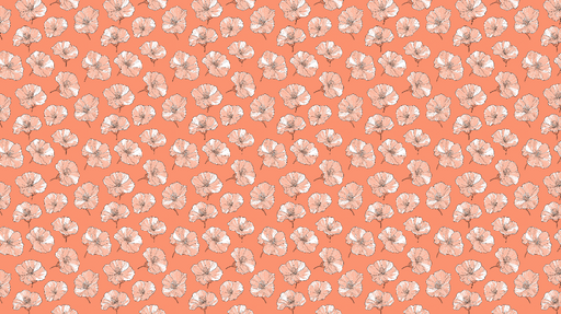 Papier peint floral Fleurs délicates sur fond corail