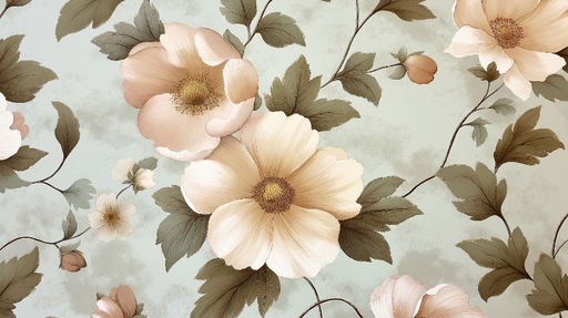 Papier peint floral Fleurs délicates sur fond doux