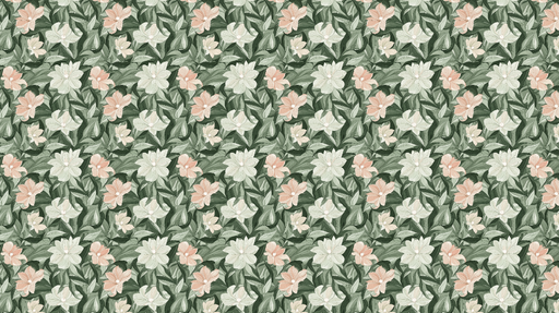 Papier peint floral Fleurs délicates sur fond vert feuillu