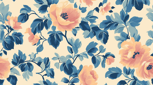 Papier peint floral Fleurs et Feuilles aux Teintes Apaisantes