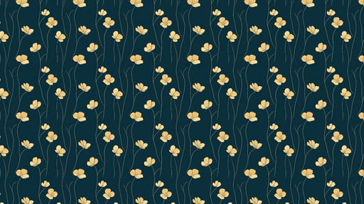 Papier peint floral Fleurs jaunes sur fond bleu nuit