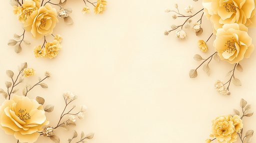 Papier peint floral Fleurs jaunes sur fond crème