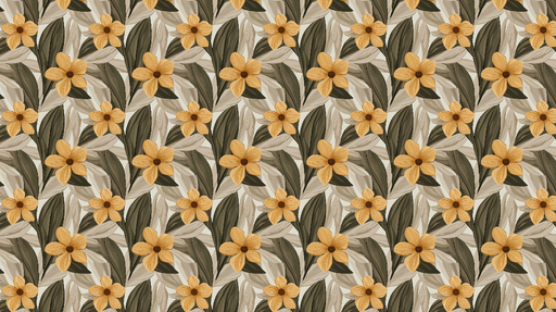 Papier peint floral Fleurs jaunes sur fond de feuillage harmonieux