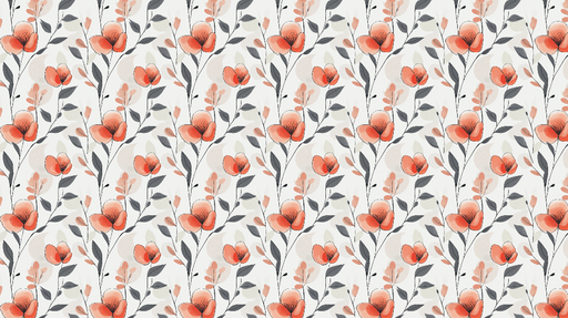 Papier peint floral Fleurs orange délicates sur un fond blanc