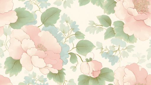 Papier peint floral Fleurs pastel et feuillage délicat