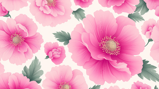 Papier peint floral Fleurs roses délicates sur fond clair