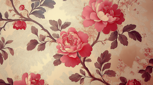 Papier peint floral Fleurs vibrantes sur fond doré