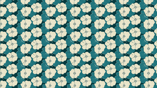 Papier peint floral Grosses fleurs blanches sur fond bleu-vert