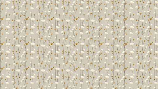 Papier peint floral ivoire et doré Motifs délicats de fleurs sur fond beige