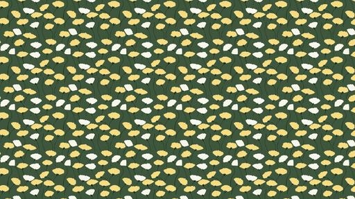 Papier peint floral jaune et blanc Motif de fleurs délicates sur fond vert profond