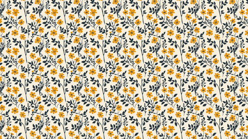 Papier peint floral jaune et bleu Motifs de fleurs jaunes avec feuillage élégant