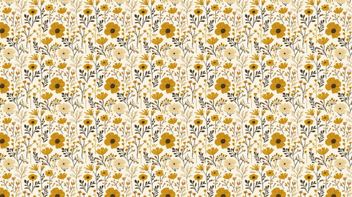 Papier peint floral jaune et crème Motifs de fleurs délicates sur fond clair