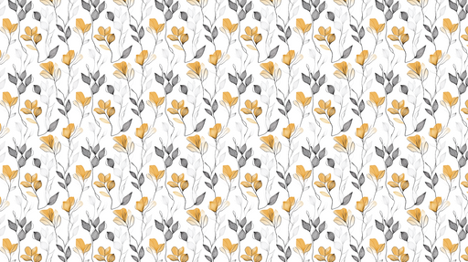 Papier peint floral jaune et noir Motifs élégants de fleurs et feuilles