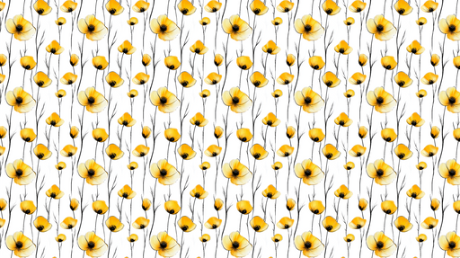 Papier peint floral jaune Fleurs jaunes éclatantes sur un fond blanc