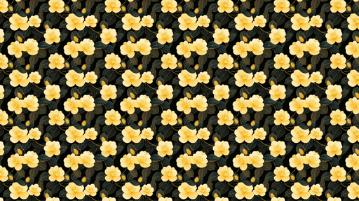 Papier peint floral jaune Fleurs jaunes sur fond noir