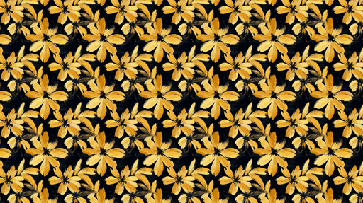 Papier peint floral jaune Fleurs lumineuses sur fond noir