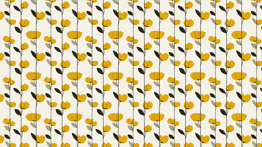 Papier peint floral jaune Motif de fleurs jaunes sur fond crème