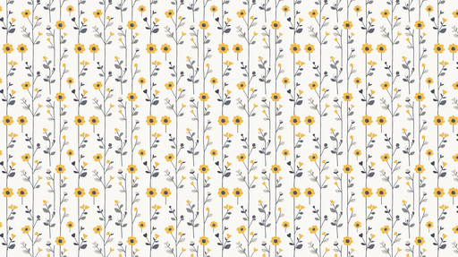 Papier peint floral jaune Motif élégant de fleurs jaunes sur fond clair