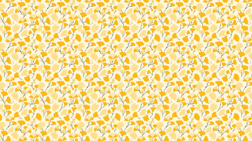 Papier peint floral jaune Motifs de feuilles jaunes et blanches sur fond crème