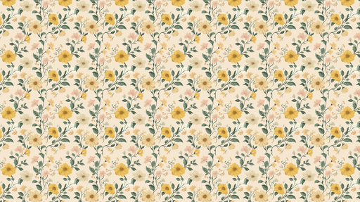Papier peint floral jaune Motifs de fleurs délicates sur fond beige