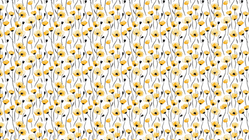 Papier peint floral jaune Motifs de fleurs délicates sur fond blanc