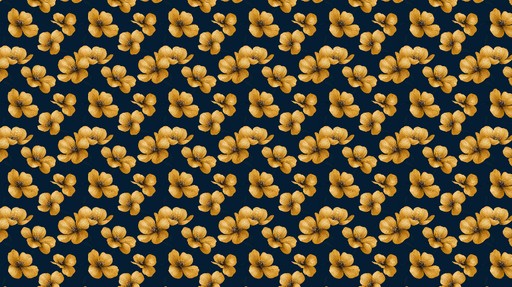 Papier peint floral jaune sur fond bleu marine Motifs de fleurs dorées sur un fond sombre