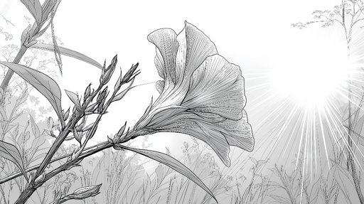 Papier peint floral linéaire Illustrations de fleurs délicates avec lumière naturelle