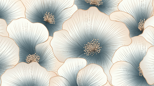 Papier peint floral Magnifiques fleurs blanches et bleues avec détails dorés
