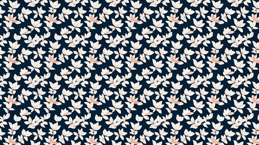 Papier peint floral marin Motif de feuilles délicates sur fond bleu nuit