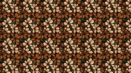 Papier peint floral marron Éclosion de fleurs aux teintes chaudes et naturelles