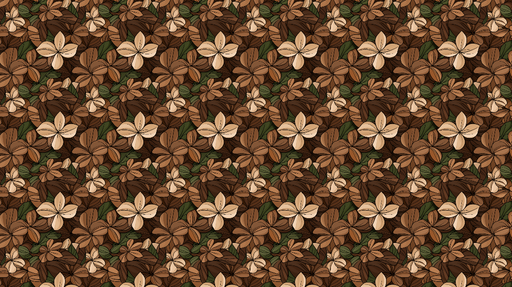Papier peint floral marron Motif élégant de fleurs et feuilles sur fond chaud