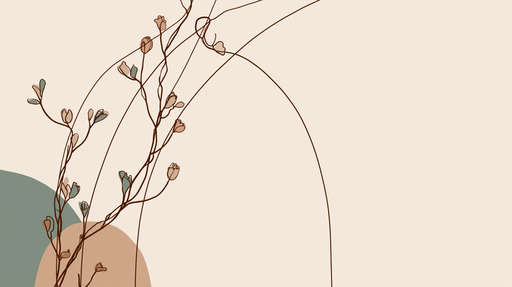 Papier peint floral minimaliste Branches fines et formes abstraites en arrière-plan