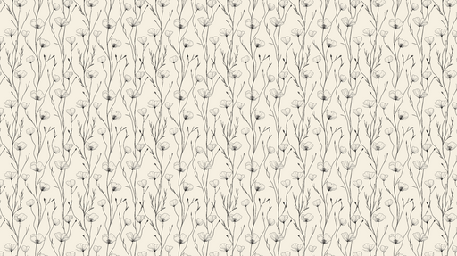 Papier peint floral minimaliste Motif de fleurs délicates sur fond crème