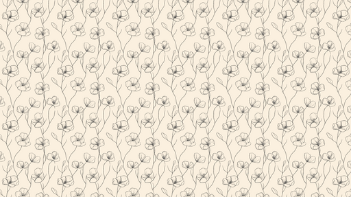 Papier peint floral minimaliste Motifs de fleurs délicates en noir sur fond beige