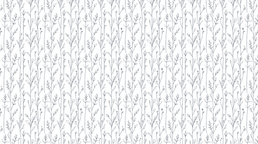Papier peint floral minimaliste Motifs de tiges et fleurs délicates en noir et blanc