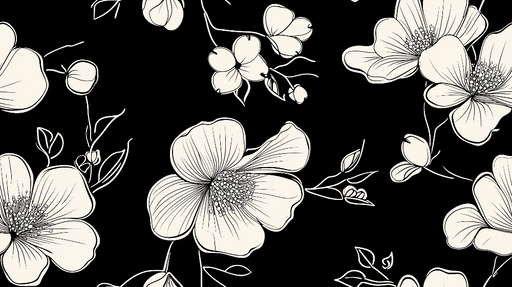 Papier peint floral minimaliste avec motifs floraux noirs et blancs élégants pour décoration murale moderne