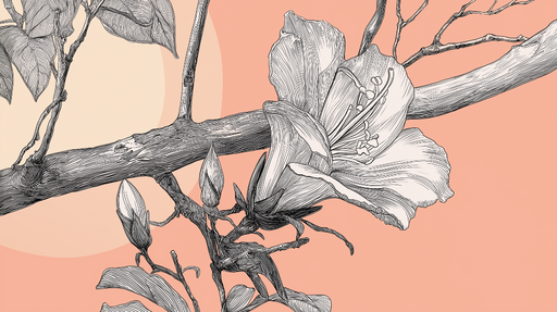 Papier peint floral minimaliste Un élégant dessin de fleurs sur fond pastel