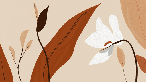 Papier peint floral moderne Feuilles et fleurs stylisées sur fond beige