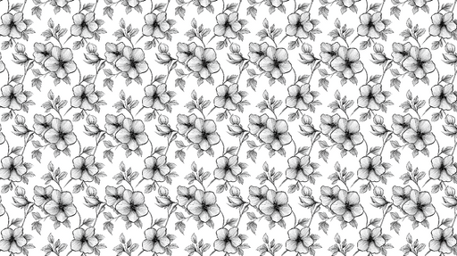 Papier peint floral monochrome Motif de fleurs délicates en noir et blanc