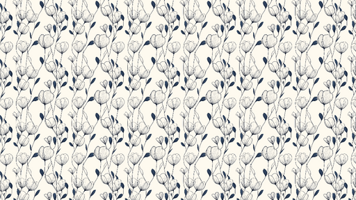 Papier peint floral monochrome Motif de fleurs délicates sur fond crème