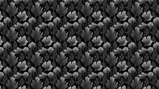 Papier peint floral monochrome Motifs de feuilles détaillés sur fond noir