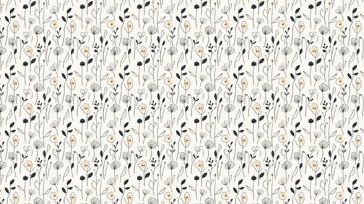 Papier peint floral monochrome Motifs de fleurs délicates en noir et beige