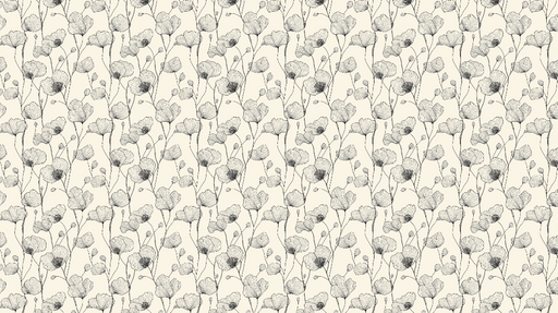 Papier peint floral monochrome Motifs de fleurs délicates sur fond beige