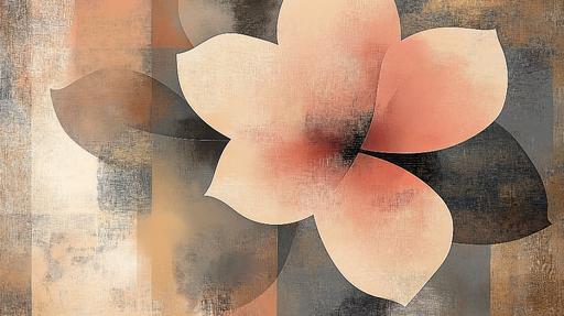 Papier peint floral Motif abstrait avec une grande fleur rose