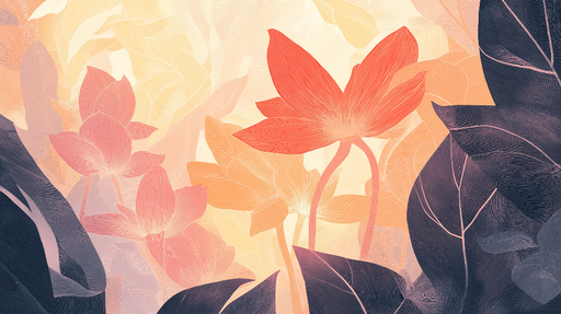 Papier peint floral Motif artistique aux nuances pastel