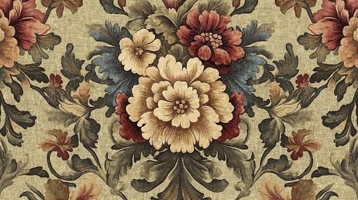 Papier peint floral Motif baroque en couleur chaude