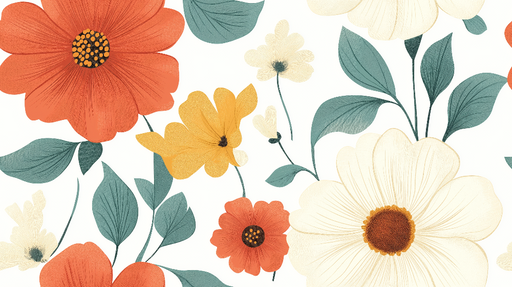 Papier peint floral Motif botanique lumineux et coloré