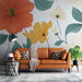 Papier peint floral botanique lumineux et coloré pour salon moderne