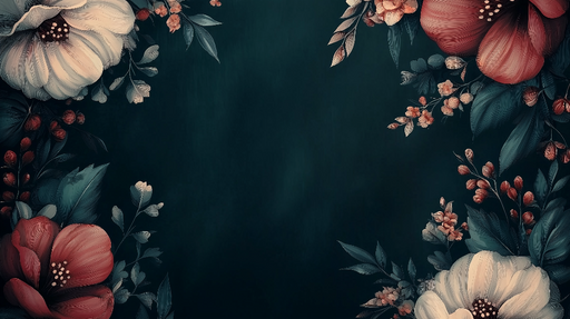 Papier peint floral Motif botanique sur fond sombre